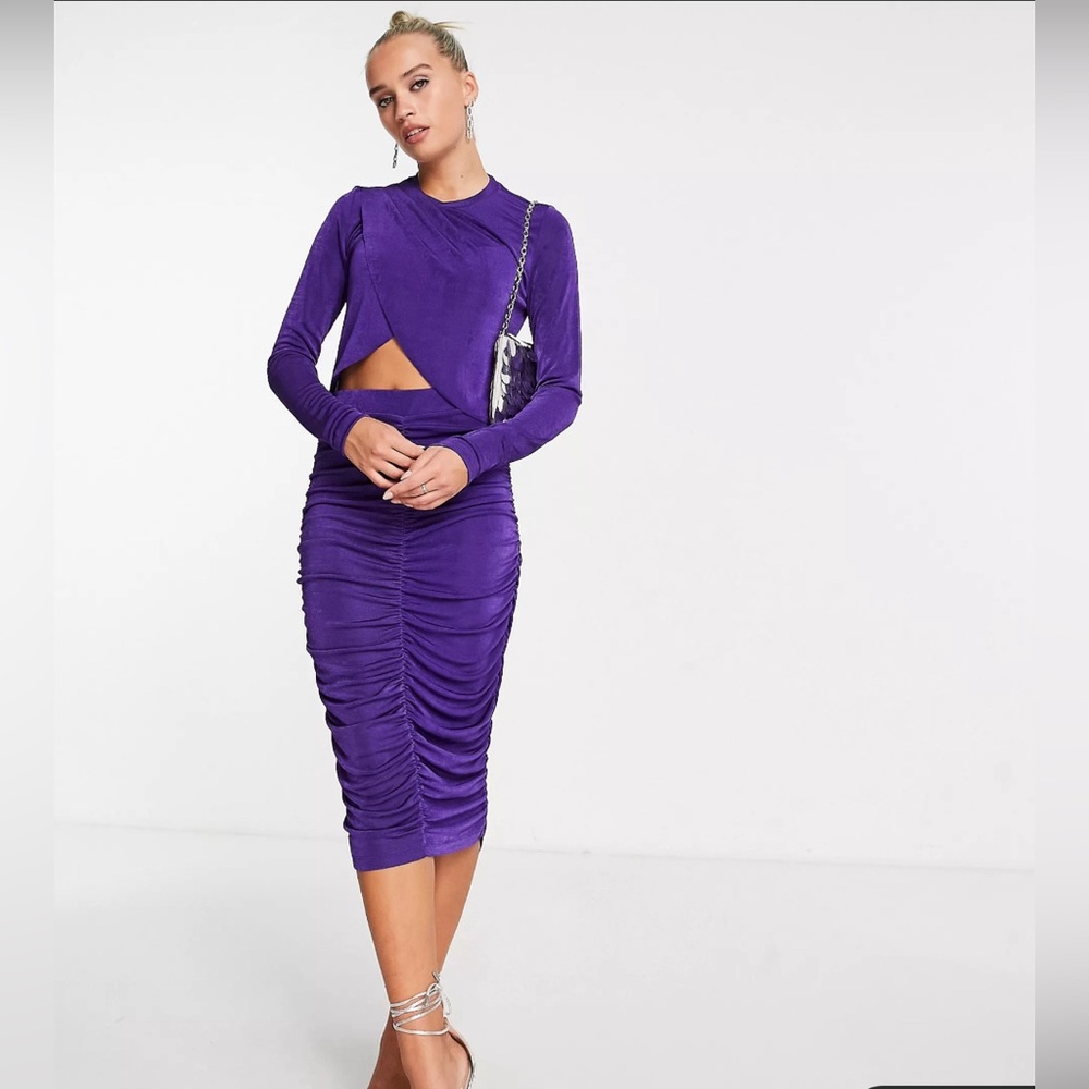 NWT ASOS Vero Moda Purple Ruched Skirt XXL
